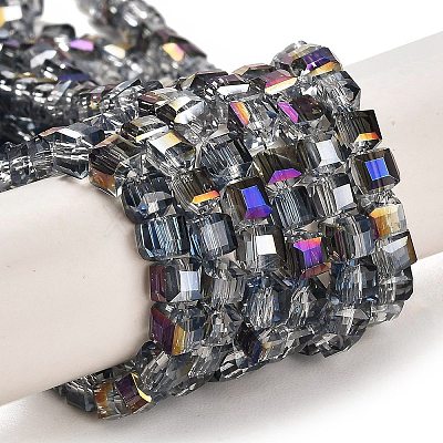 Electroplate Glass Beads Strands X-EGLA-D018-4x4mm-18-1