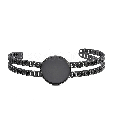 304 Stainless Steel Blank Cuff Bangle Bases with Flat Round Tray SA-CBA82C8-05B-EB-1