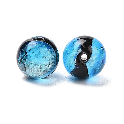 Handmade Silver Foil Glass Beads LAMP-A001-G03-10mm-1