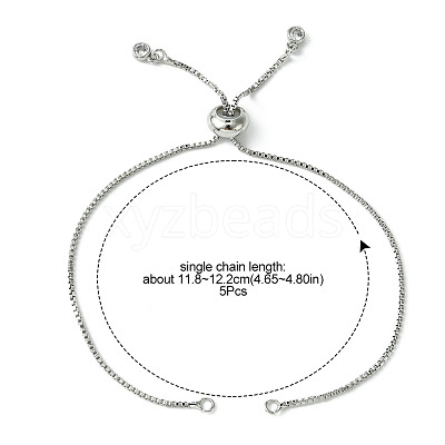 5Pcs Rack Plating Adjustable Brass Slider Bracelet Making MAK-FS0001-03P-1