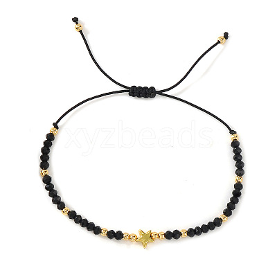 Adjustable Brass & Glass Braided Bead Bracelets for Women WG4426-2-1
