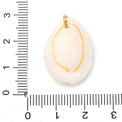 Printed Natural Cowrie Shell Pendants STAS-Z168-03G-03-1