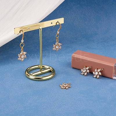 6 Pieces Flower Clear Cubic Zirconia Charm Pendant Brass Flower Charm Long-Lasting Plated Pendant for Jewelry Necklace Earring Making Crafts JX399A-1