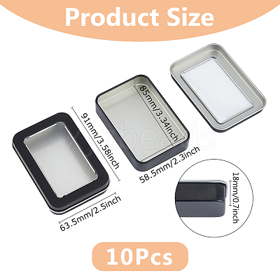 Tinplate Storage Box with Clear Window CON-WH0099-23EB-1