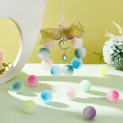28Pcs 7 Colors  Frosted Acrylic Beads MACR-PH0002-19-1