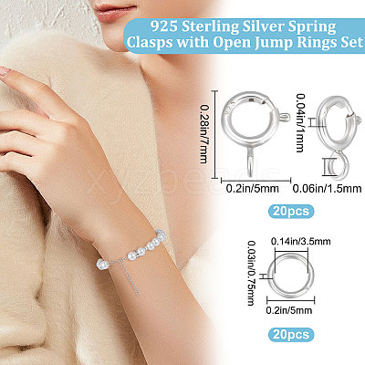 20Pcs 925 Sterling Silver Spring Ring Clasps STER-BBC0001-48-1
