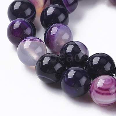 Natural Striped Agate/Banded Agate Beads Strands G-G582-10mm-52-1