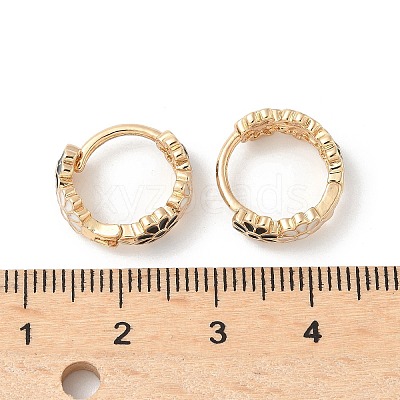 Daisy Brass Enamel Hoop Earrings for Women EJEW-G434-01G-01-1