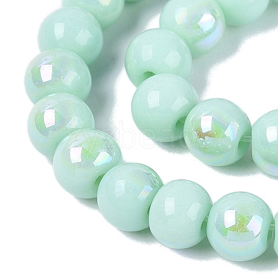 Electroplate Opaque Glass Beads Strands EGLA-Q132-6MM-01C-11-1