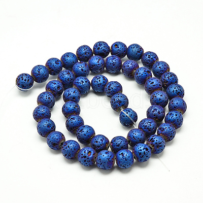 Electroplate Natural Lava Rock Beads Strands X-G-T058-03B-1