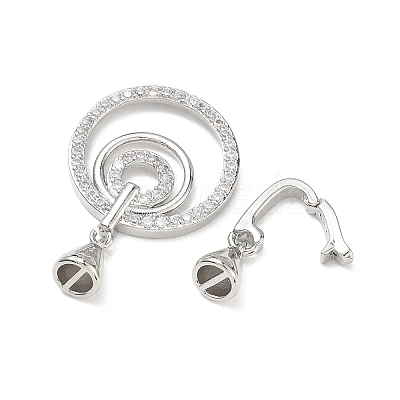 Brass Micro Pave Clear Cubic Zirconia Fold Over Clasps KK-K428-04P-1