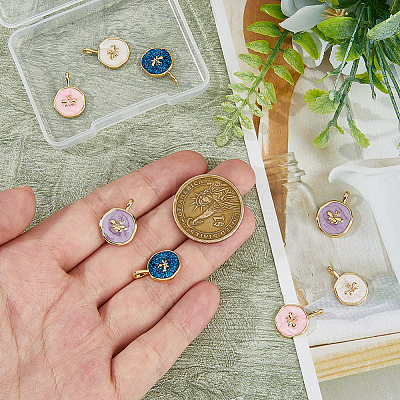 8Pcs 4 Colors Brass Enamel Pendants KK-HS0015-81-1