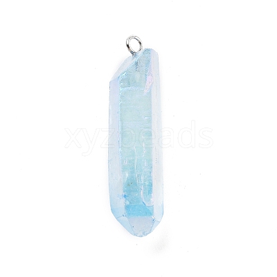 Electroplated Natural Quartz Pendants G-P315-B01-10P-1