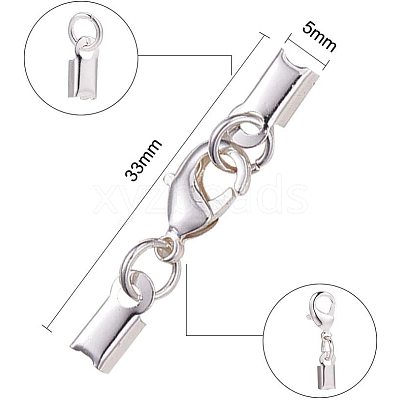 Rack Plating Brass Lobster Claw Clasps with Clip Ends KK-PH0035-33S-1