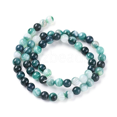 Natural Striped Agate/Banded Agate Beads Strands G-G582-6mm-48-1