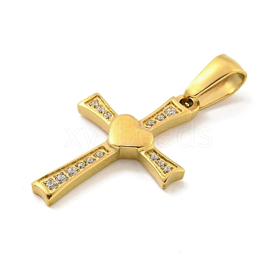 Ion Plating(IP) 304 Stainless Steel Cubic Zirconia Pendants STAS-C102-05G-1