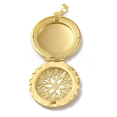 Rack Plating Brass Locket Pendants KK-G452-09G-1