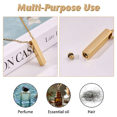 304 Stainless Steel Rectangle Pendant Urn Ashes Necklaces NJEW-WH0036-031G-1
