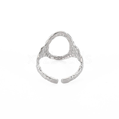 Non-Tarnish 304 Stainless Steel Open Oval Wide Cuff Ring for Women LS-RJEW-S405-167P-1