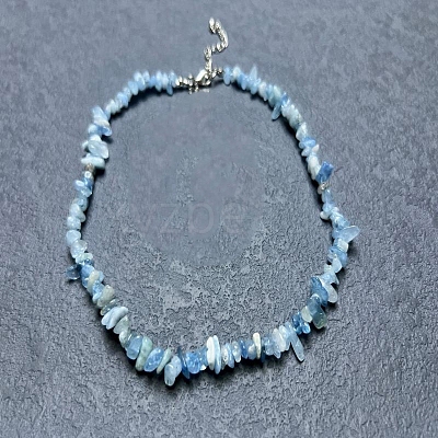 Natural Aquamarine Chip Beaded Necklaces for Women IW6789-29-1