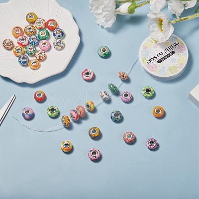 38Pcs 19 Colors Handmade Polymer Clay European Beads CLAY-SZ0001-51-1
