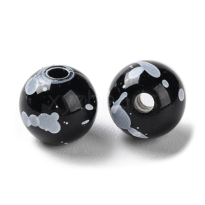 Printed Opaque Acrylic Round Beads ACRP-P001-01B-02-1
