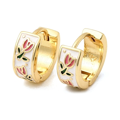 Flower Brass Hoop Earrings EJEW-D352-07G-1