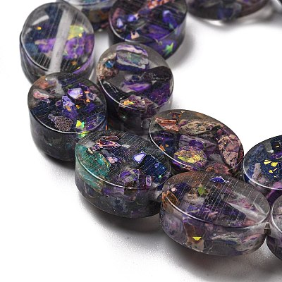 Dyed Natural Imperial Jasper with Resin Beads Strands G-G083-A02-01-1