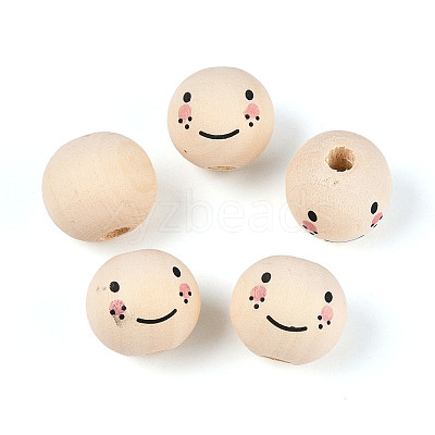 Printed Schima Wood Beads WOOD-T033-02A-1