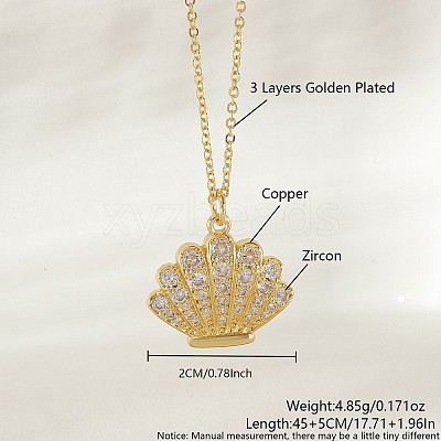 Ocean Summer Brass Pave Clear Cubic Zirconia Pendant Necklaces FS-WG8D1A7-27-1