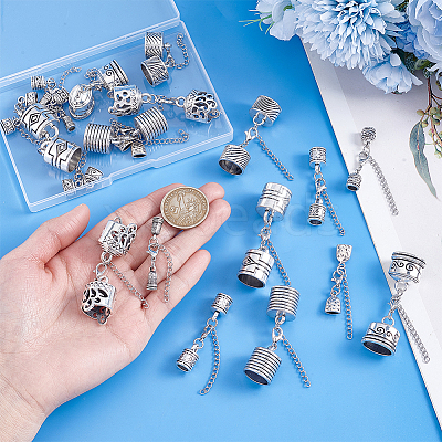 20Pcs 10 Styles Alloy Cord Ends with Lobster Claw Clasps HJEW-PH02011-1