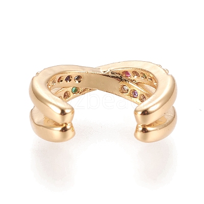 Brass Micro Pave Cubic Zirconia Cuff Earrings X-EJEW-M195-02G-1