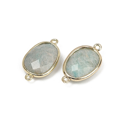 Natural Amazonite Faceted Connector Charms G-K347-11G-04-1