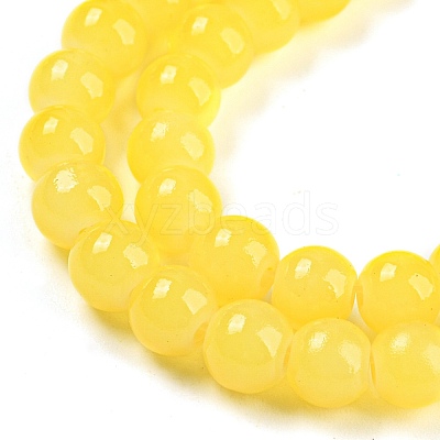 Baking Paint Imitation Jade Glass Round Bead Strands X-DGLA-Q021-6mm-24-1