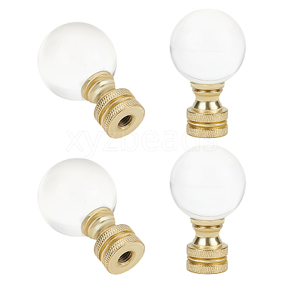 Glass Crystal Lamp Finials with Iron Finish Base FIND-WH0148-176C-1