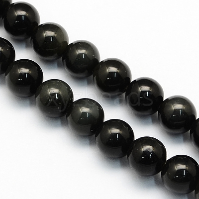 Natural Obsidian Round Beads Strands G-S156-6mm-1