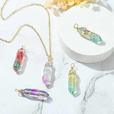 5Pcs 5 Colors Glass Pendants GLAA-YW0003-24-1