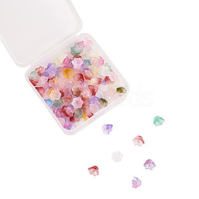 100Pcs Transparent Spray Painted Glass Beads GLAA-CJ0001-62-1