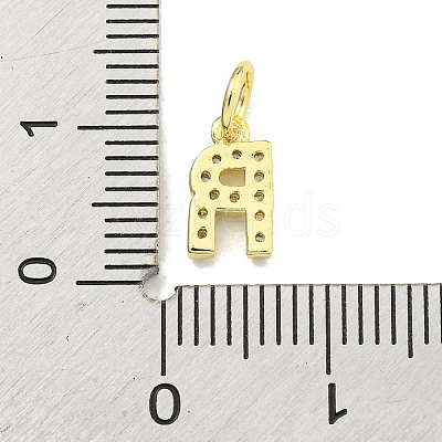 Letter Brass Micro Pave Clear Cubic Zirconia Pendants KK-K354-06G-R-1