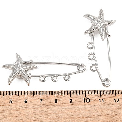 Starfish 304 Stainless Steel Safety Pins Brooch Findings SA-CBA098D-16C-P03-1