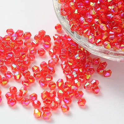 Bicone AB Color Plated Eco-Friendly Transparent Acrylic Beads LS-TACR-A003-6mm-06-1