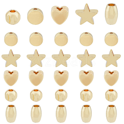 100Pcs 5 Style Rack Plating Brass Beads KK-HY0001-71-1