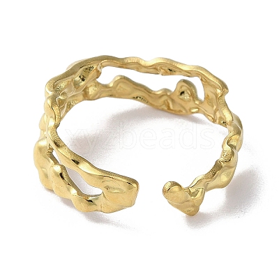 Hollow 304 Stainless Steel Open Cuff Ring RJEW-H215-08G-1