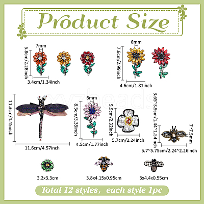 12Pcs 12 Styles Felt Ornament Accessories PATC-PH0001-63-1