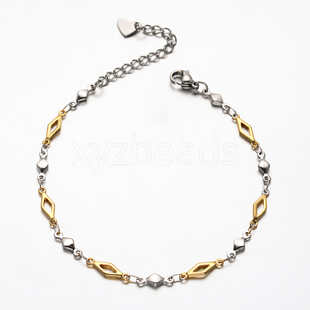 Rhombus 304 Stainless Steel Link Bracelets X-BJEW-N287-20-1