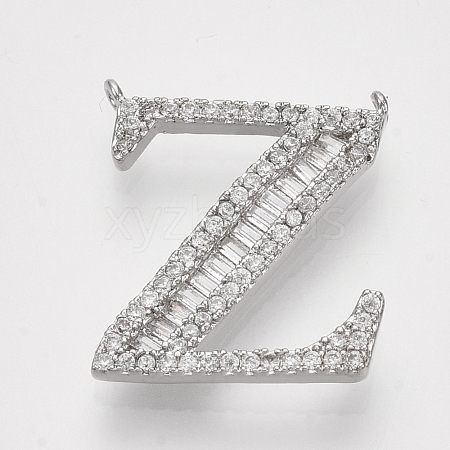 Real Platinum Plated Brass Pendants ZIRC-Q022-040P-Z-NF-1