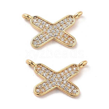 Brass Micro Pave Cubic Zirconia Charms KK-B102-07G-1