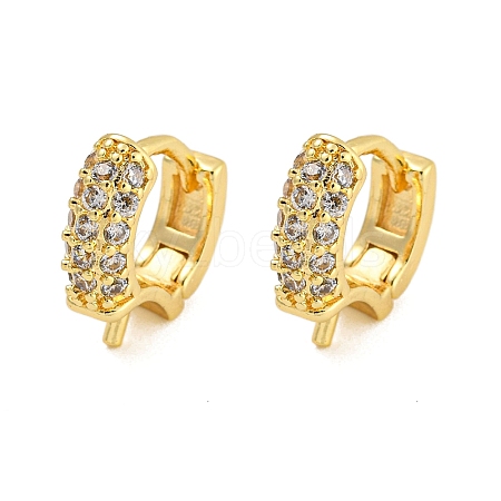 Rack Plating Brass Micro Pave Clear Cubic Zirconia Hoop Earrings Findings KK-F876-19G-1