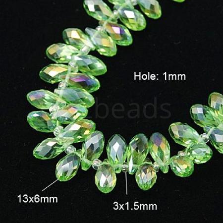 Electroplate Glass Faceted Teardrop Beads Strands X-EGLA-D014-19-1