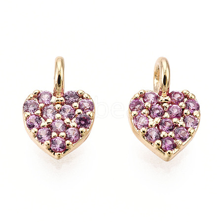 Brass Micro Pave Cubic Zirconia Charms KK-P157-14G-01B-NF-1